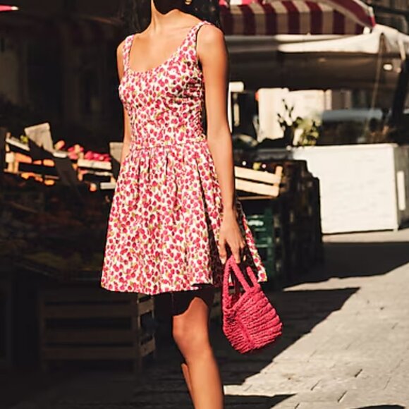 NWT J.Crew Fit-and-flare mini dress in raspberry print, size 8 - Picture 6 of 6